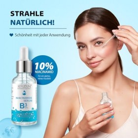 P-Beauty B3 Sérum pour le visage avec 10 % de niacinamide et dacide hyaluronique 30 ml – Sérum pour le visage contre les por