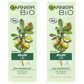 Garnier Bio - Soin Nourrissant - Argan Riche - Peaux Sèches et Sensibles - Lot de 2 x 50 ml