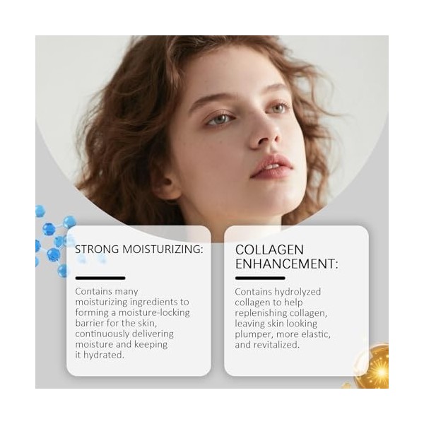 Crème hydratante au collagène, crème anti-rides et anti-âge, soin hydratant jour et nuit pour femmes, atténue les ridules, il...