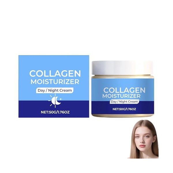 Crème hydratante au collagène, crème anti-rides et anti-âge, soin hydratant jour et nuit pour femmes, atténue les ridules, il...