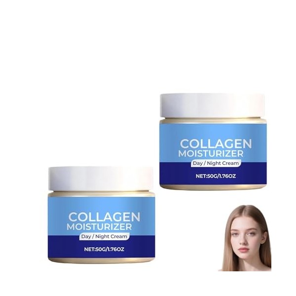Crème hydratante au collagène, crème anti-rides et anti-âge, soin hydratant jour et nuit pour femmes, atténue les ridules, il...