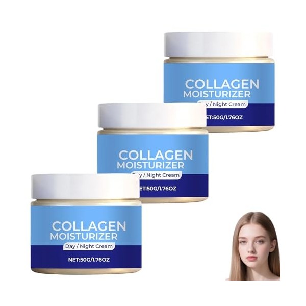 Crème hydratante au collagène, crème anti-rides et anti-âge, soin hydratant jour et nuit pour femmes, atténue les ridules, il...