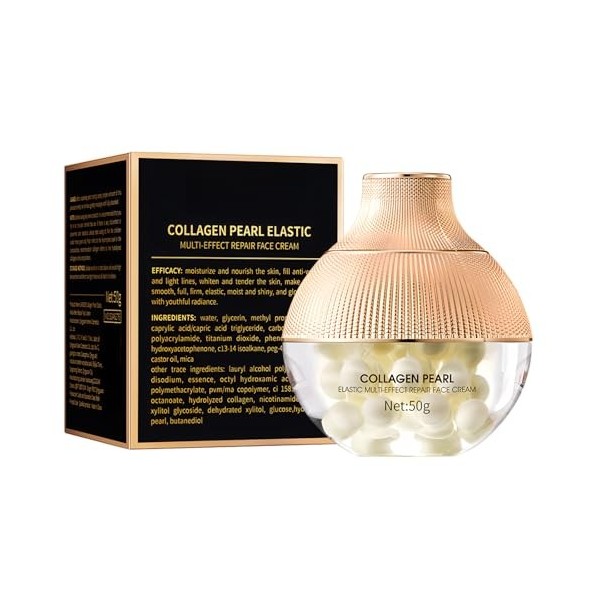 Hinapan Crème de Perle Réparatrice 70g, Soin Hydratant Intense à la Nicotinamide et Collagène, Lissant et Raffermissant, Écla