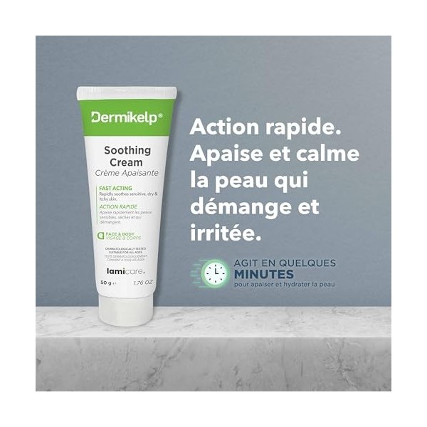 Dermikelp® Crème Apaisante – Soin rapide pour peau sensible et irritée – Atténue les rougeurs – Testé dermatologiquement avec