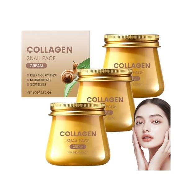 Crème visage au collagène descargot, crème rajeunissante au collagène descargot, crèmes hydratantes anti-rides à lescargot Cr...