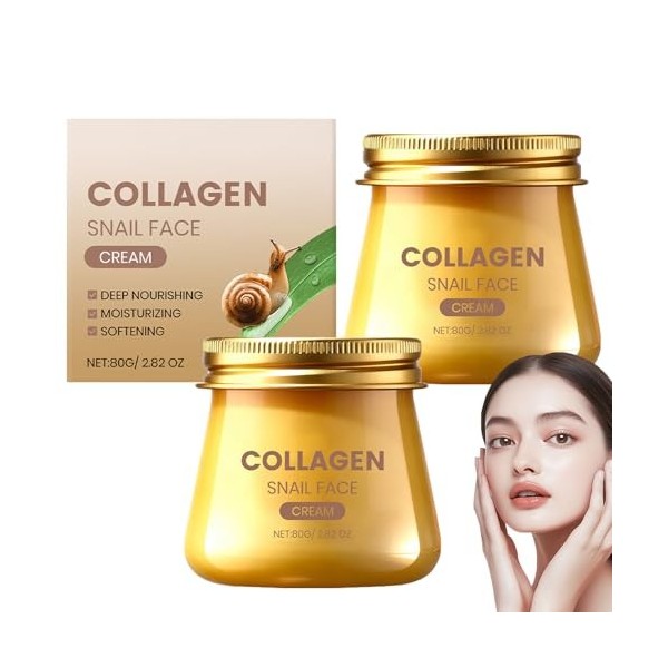 Crème visage au collagène descargot, crème rajeunissante au collagène descargot, crèmes hydratantes anti-rides à lescargot Cr...