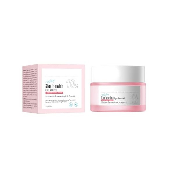 Crème Éclaircissante et Unifiante à la Nicotinamide 50g, Atténue Taches et Éclaire le Teint, Améliore lÉlasticité Cutanée, H