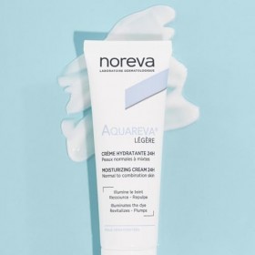Noreva - Aquareva Légère - Crème Hydratante 24H - Illumine le Teint, Ressource, Repulpe - Peaux Normales à Mixtes - Fabricati...