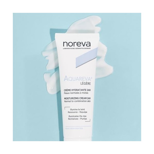 Noreva - Aquareva Légère - Crème Hydratante 24H - Illumine le Teint, Ressource, Repulpe - Peaux Normales à Mixtes - Fabricati...
