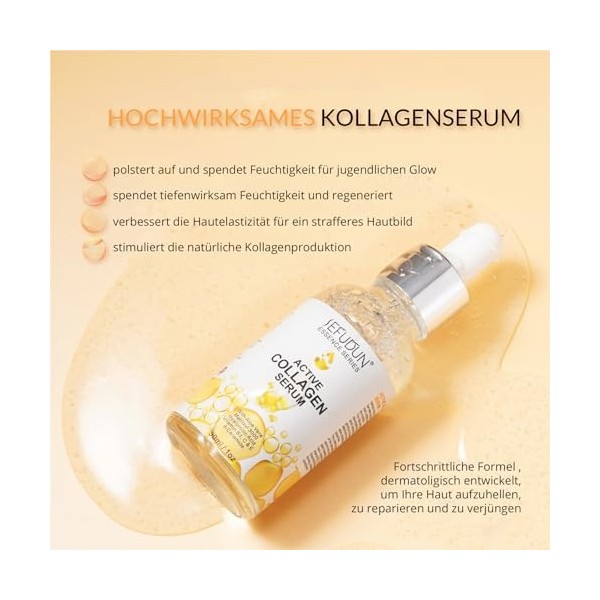 P-Beauty Sérum pour le visage au collagène et à lacide hyaluronique - Sérum au collagène pour une peau plus ferme avec vitam ...