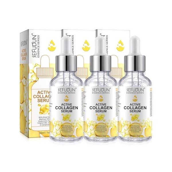 P-Beauty Sérum pour le visage au collagène et à lacide hyaluronique - Sérum au collagène pour une peau plus ferme avec vitam ...