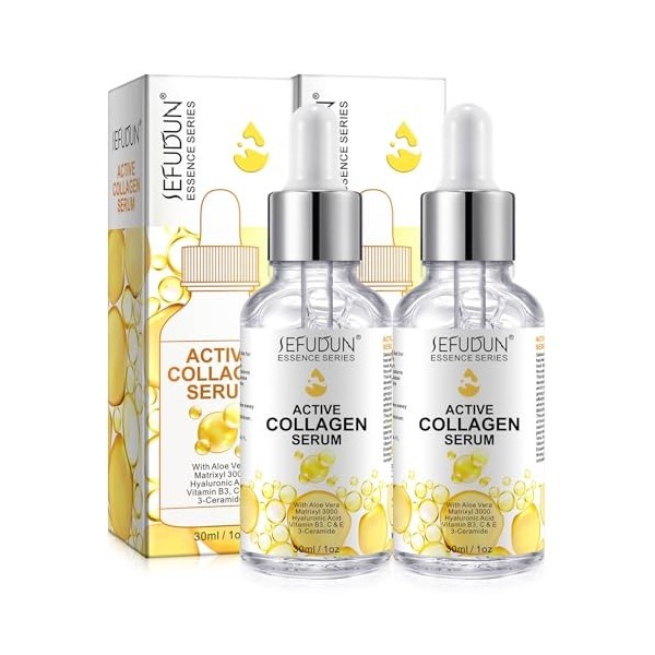 P-Beauty Sérum pour le visage au collagène et à lacide hyaluronique - Sérum au collagène pour une peau plus ferme avec vitam ...