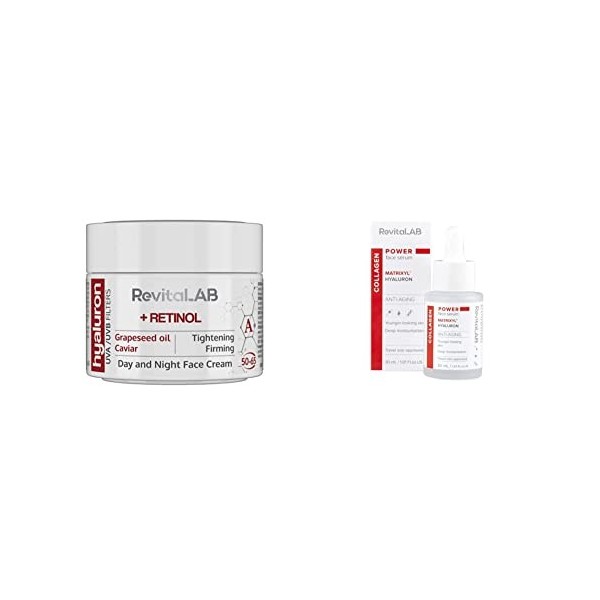 RevitaLAB - Hyaluron - Crème de jour et de nuit anti-âge, enrichie en rétinol, caviar et raisins rouges, pour personnes de 50