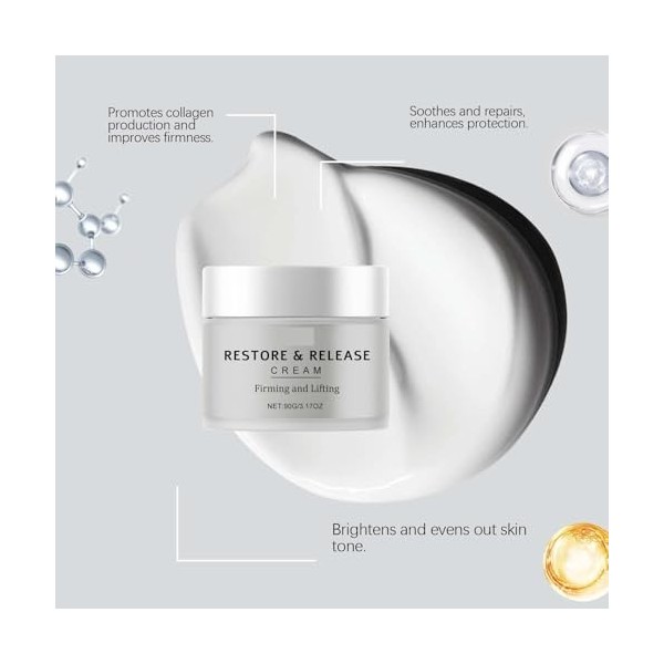 Crème Hydratante for le Visage - Améliore la Fermeté de la Peau, Réduit Les Ridules, Hydratation en Profondeur, Non Grasse 1p...