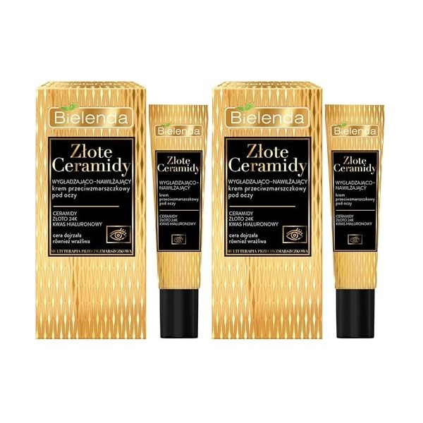 CERAMIDES OR Crème anti-rides hydratante pour les yeux 15 ml Lot de 2 Crème Jour et Nuit