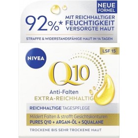 NIVEA Q10 Crème de jour pour le visage avec SPF 15, soin raffermissant du visage avec Q10, huile dargan bio et squalane, crè