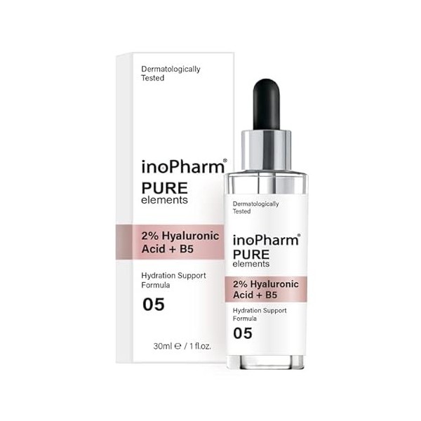 inoPharm Pure Elements Sérum pour le visage avec 2 % dacide hyaluronique et vitamine B5 30 ml