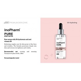 inoPharm Pure Elements Sérum pour le visage avec 2 % dacide hyaluronique et vitamine B5 30 ml