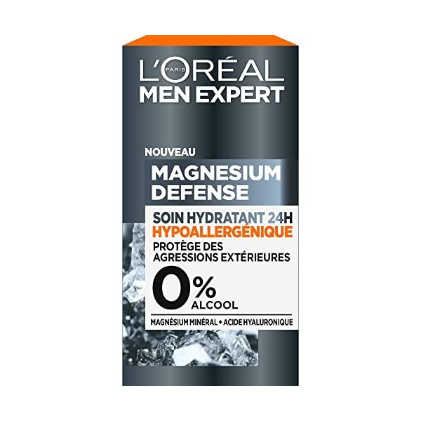LOréal Paris Men Expert Magnesium Defense Soin Hydratant 24H Hypoallergénique Lot de 2 Crème Jour et Nuit