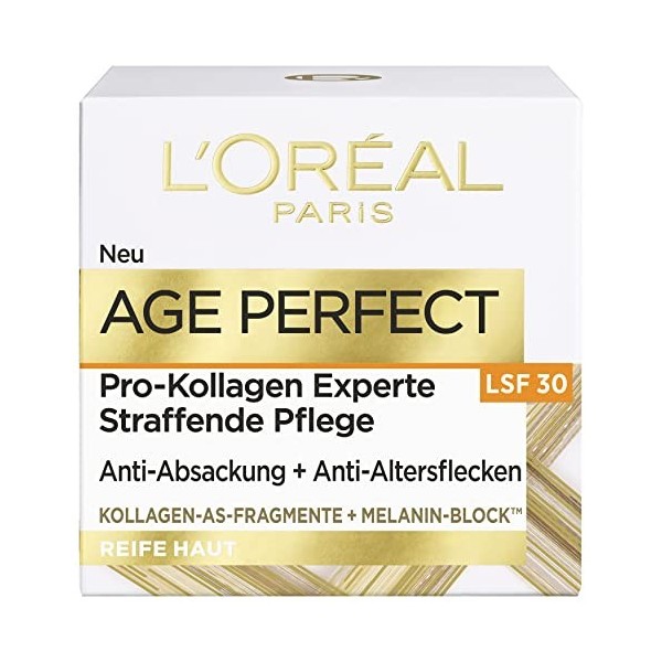 LOréal Paris Age Perfect Pro Collagène Expert Soin raffermissant SPF 30 avec collagène et bloc de mélanine, anti-affaiblisse ...