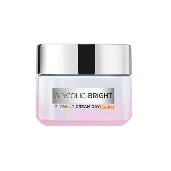 LOreal Paris Glycolic Bright Day Cream with SPF 17, 15ml |Skin Brightening Cream with Glycolic Acid that Visbily Minimizes S