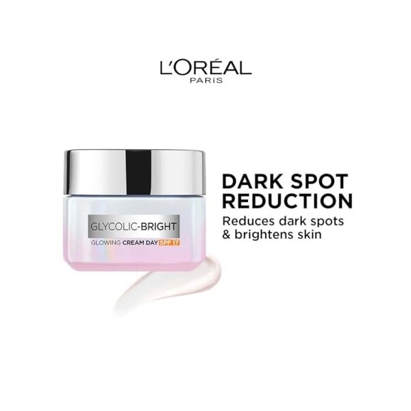LOreal Paris Glycolic Bright Day Cream with SPF 17, 15ml |Skin Brightening Cream with Glycolic Acid that Visbily Minimizes S