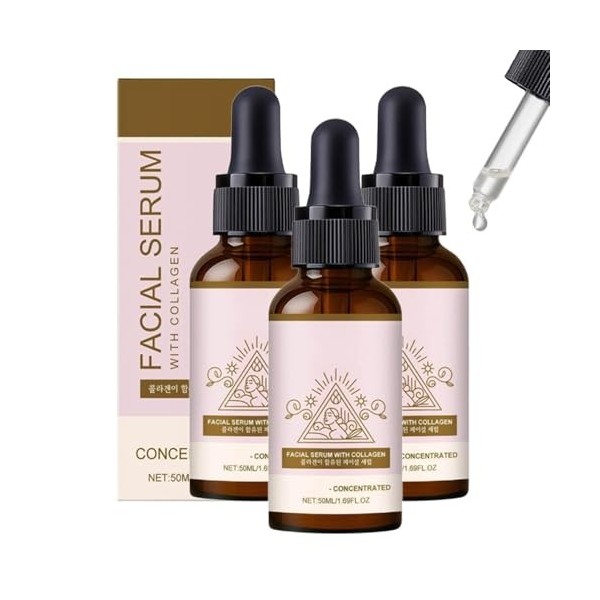 Sérum anti-taches au collagène, Sérum visage 10% niacinamide et de collagène hydrolysé, tonifie la peau et réduit les taches ...