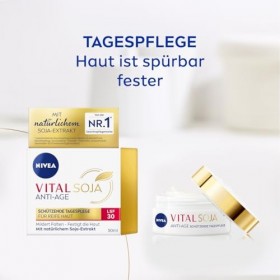 NIVEA VITAL SOJA Crème de jour protectrice SPF 30 pour peaux matures à lextrait naturel de soja Crème de jour SPF contre les