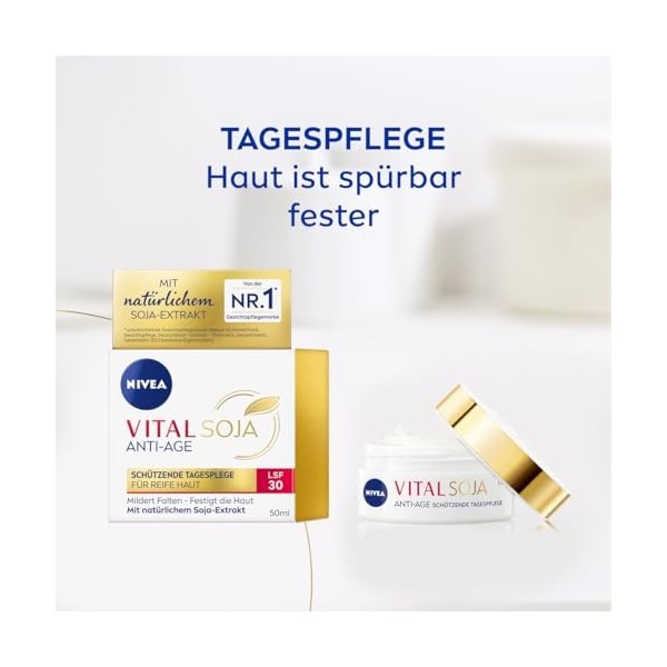 NIVEA VITAL SOJA Crème de jour protectrice SPF 30 pour peaux matures à lextrait naturel de soja Crème de jour SPF contre les