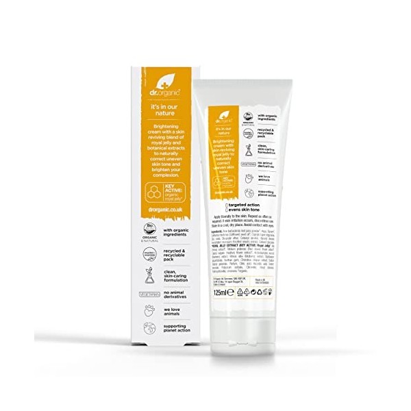 Dr. Organic Crème Éclaircissante à la Gelée Royale Bio 125 ml