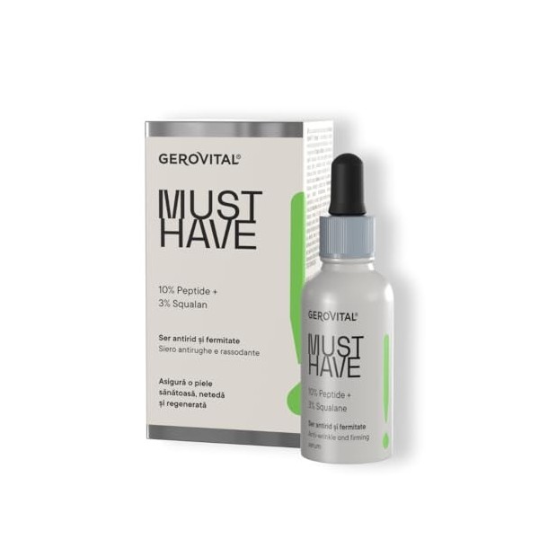 Sérum Anti-Rides et Fermeté avec 10% de Peptides et 3% de Squalane, Peau tonique, hydratée et régénérée | Réduit les rides et