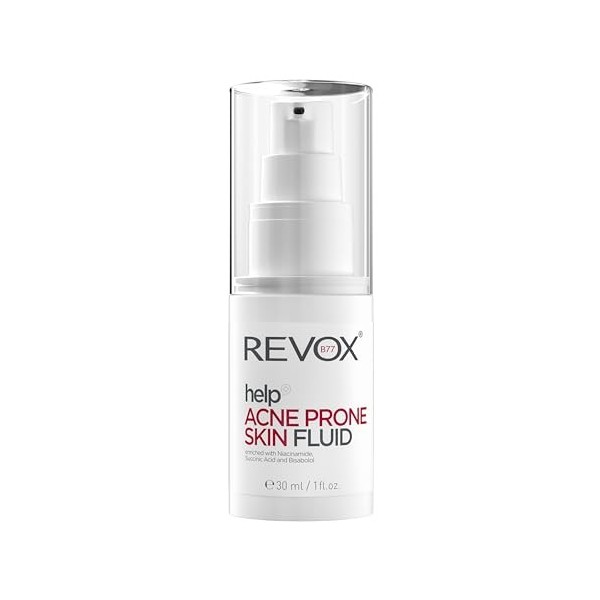 REVOX B77 - Fluide Peaux Grasses à Tendance Acnéique, 30 ml, Crème Visage Anti-Acné, Hydrate, Régule Sébum, Réduit Boutons et...