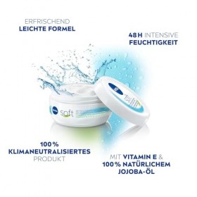 NIVEA Crème hydratante douce et rafraîchissante, crème légère à la vitamine E et à lhuile de jojoba 100 % naturelle, crème p