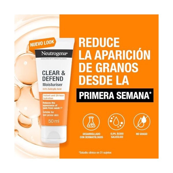 Neutrogena Spot Controlling Crème hydratante à 0,5 % dacide salicylique 1 x 50 ml Crème hydratante pour le visage pour les