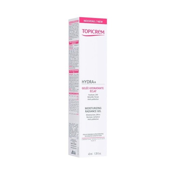 Topicrem - HYDRA+ Crème Hydratante Éclat Gel pour Peaux Sensibles et Sèches, Adultes et Adolescents - Hydrate 24h, Réveille l...