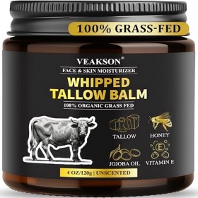 Whipped Tallow Cream, 100% GrasgefüTtertes Rindertalg für NatüRlicher Honig, Sheabutter, Vitamin, Tallow Creme Bio für Gesich