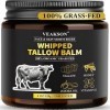 Whipped Tallow Cream, 100% GrasgefüTtertes Rindertalg für NatüRlicher Honig, Sheabutter, Vitamin, Tallow Creme Bio für Gesich