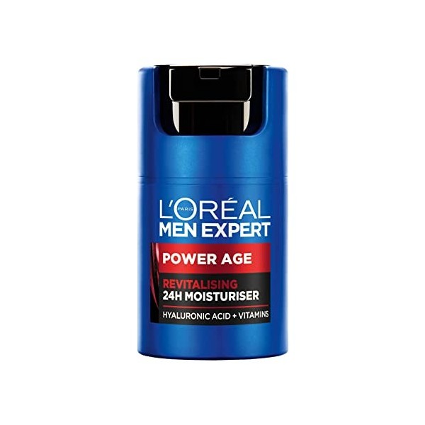 LOreal Paris NOUVEAU LOréal Men Expert Power Age Hydratant, hydratant et revitalisant à lacide hyaluronique pour hommes, c