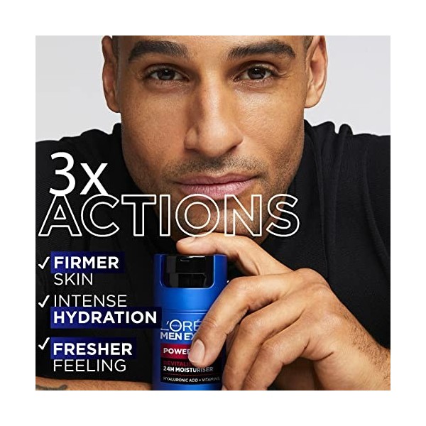 LOreal Paris NOUVEAU LOréal Men Expert Power Age Hydratant, hydratant et revitalisant à lacide hyaluronique pour hommes, c