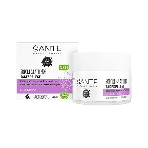 SANTE Naturkosmetik Soin de jour lissant immédiat - Hyaluron naturel et paracresse