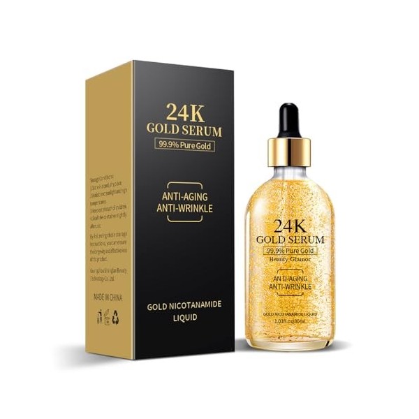 24k Gold Serum for Face, Skin Moisturizing Anti-Aging Anti-Redness Acne Treatment Essence Cream for Dark Spots & Fine Lines, 