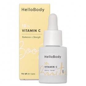 HelloBody Booster Serum VITAMINE C 10% 15 ml – Soin visage hydratant intense – Serum visage pour tous les types de peau – C