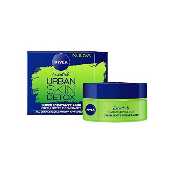 NIVEA Essentials Urban Skin Detox Super Hydratant +48H, Crème Nuit Régénération, 50 ml Crème Jour et Nuit