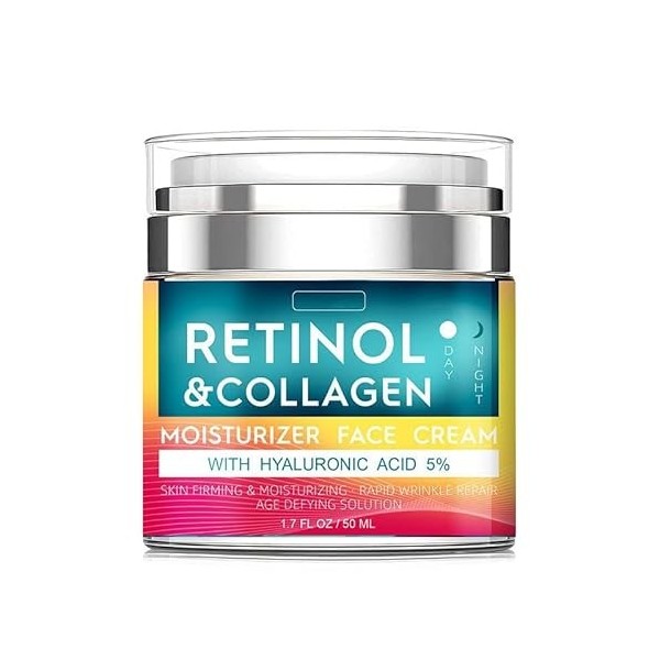 Crème visage au rétinol à lacide hyaluronique, crème hydratante anti-âge pour le jour et la nuit pour femmes et hommes, crèm