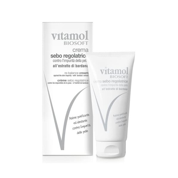 Vitamol Biosoft Crème Régulatrice Sébum contre les impuretés cutanées, lacné, les boutons et les points noirs - 40 ml