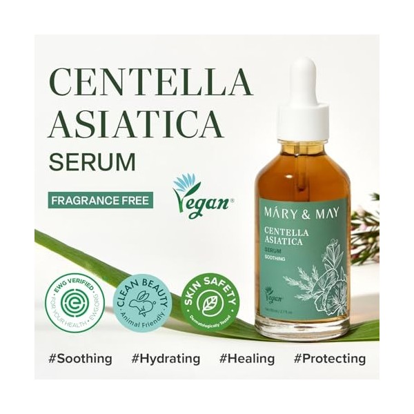 Mary&May Centella Asiatica Sérum Coréen 95% Extrait Pur - Sérum Visage Apaisant pour Peau Irritée - Absorption Rapide Non Col