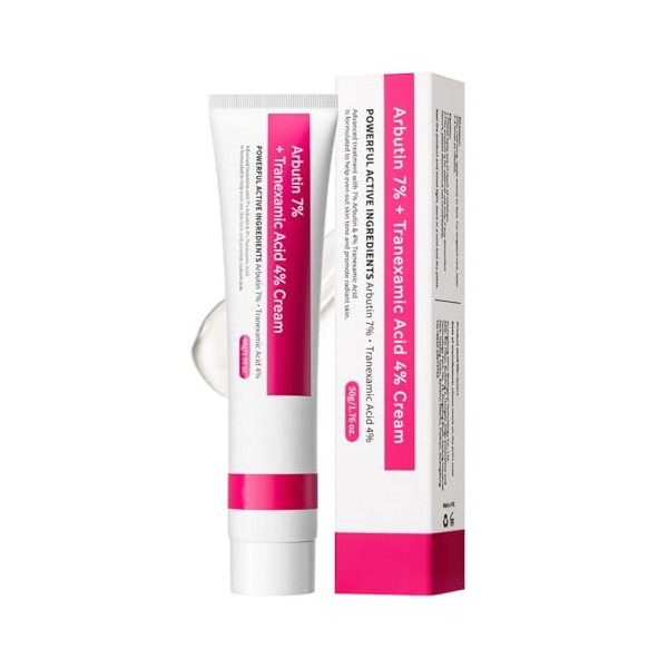 Alpha Arbutin 7% + Tranexamic Acid 4% Cream, Creme Eclaircissante Peau Noir Puissant, Even out Tone, Anti-Pigmentation,Reduce...