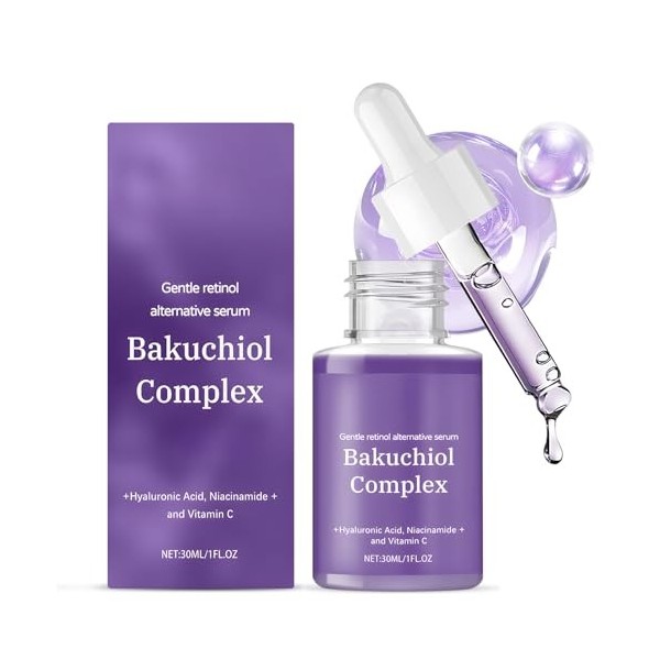 Bakuchiol Serum Visage, Serum Anti Age, serum Hydratant Visage, Contient Acide Hyaluronique Niacinamide et Sérum Vitamine C, 