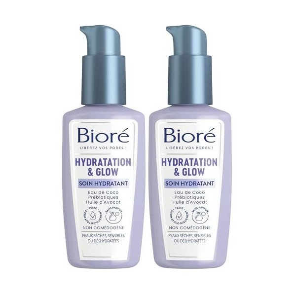 Biore Soin Hydratant Hydratation & Glow 100ml Lot de 2 Crème Jour et Nuit