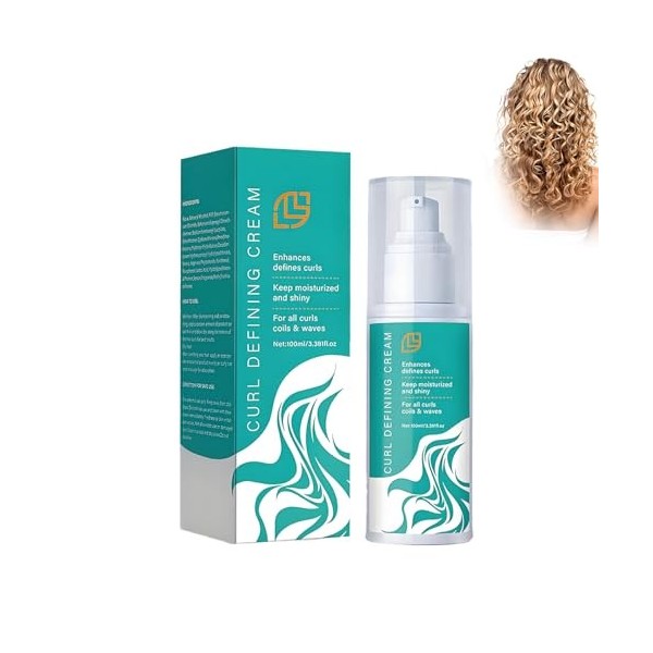 Crème pour Boucles, Curl Boost Defining Cream, Pour Boucles Naturelles et Cheveux Permanentés, pour Plus de Volume et des Che